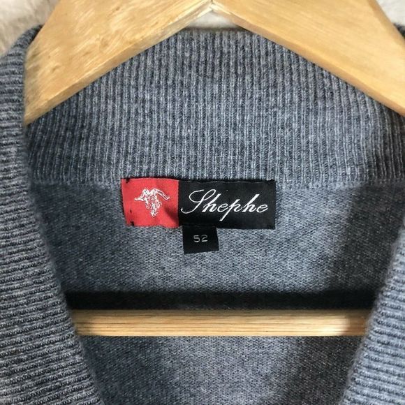 Shephe 100% Cashmere Pullover Sweater Gray Men's Size 52 Long Sleeve - Picture 4 of 9
